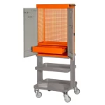 1495CD60W – Armario Metálico con 2 Puertas, 2 Bandejas y Ruedas de Transporte